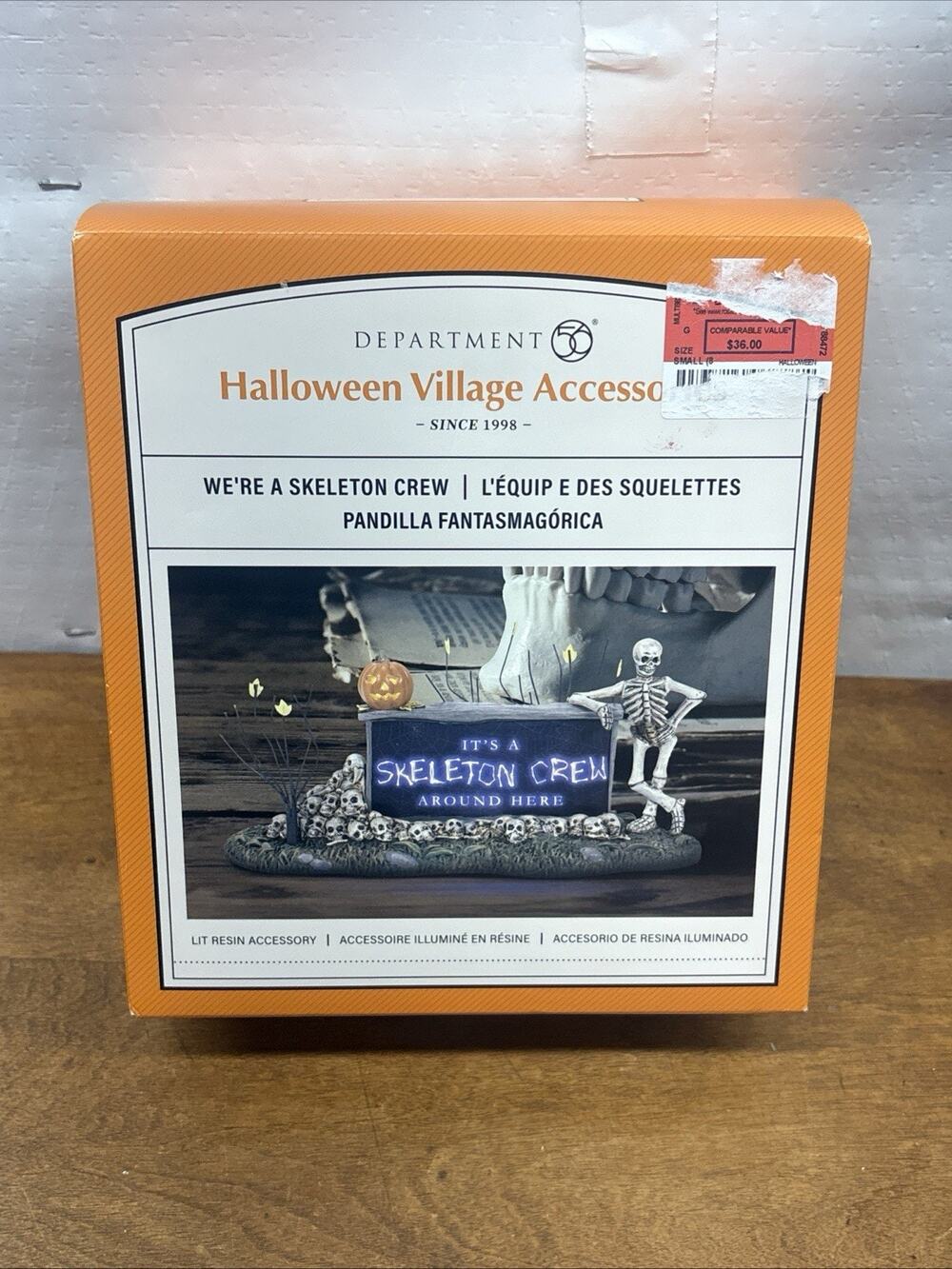 Dept 56 Halloween WE'RE A SKELETON CREW SIGN #6013647 NRFB 2024